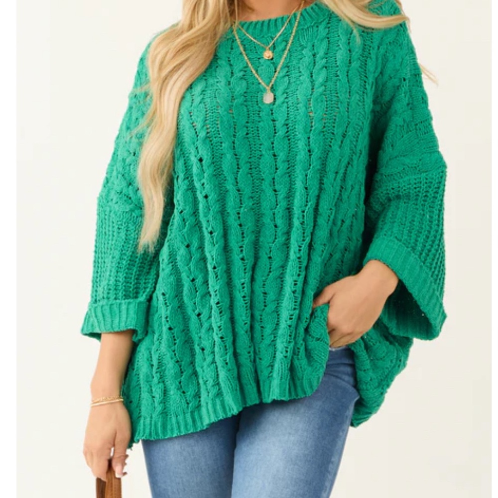 Kelly Green Oversized Chenille Sweater